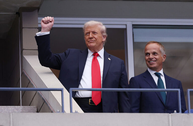 President Trump attended the men's finals of the US Open in New York on Sunday. He presence was met with mixed reactions, much like other major sporting events he's attend in the last decade. Most people complained about the delay due to long security lines. (Matthew Stockman / Getty Images)