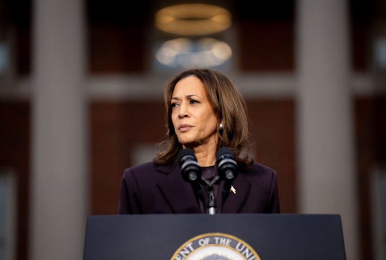 Vice President Kamala Harris concedes the 2024 presidential election to Donald Trump at Howard University on Nov. 6, 2024. (Andrew Harnik/Getty Images)