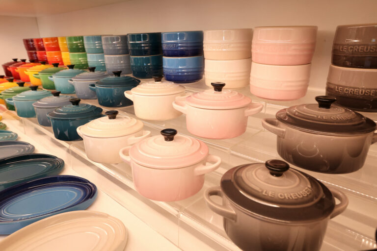 Cookwares are displayed at the store of Le Creuset foundry (FRANCOIS LO PRESTI / AFP/ Getty Images)