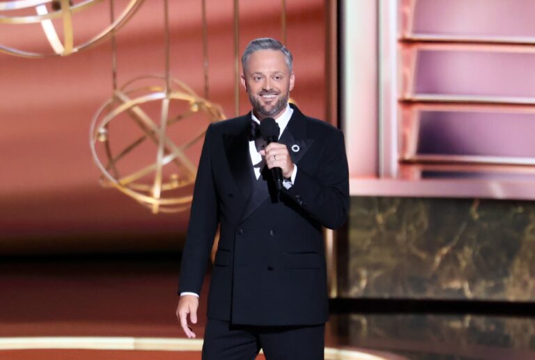Nate Bargatze speaks onstage at the 77th Primetime Emmy Awards on September 14, 2025, in Los Angeles, California. (Christopher Polk/Variety via Getty Images)