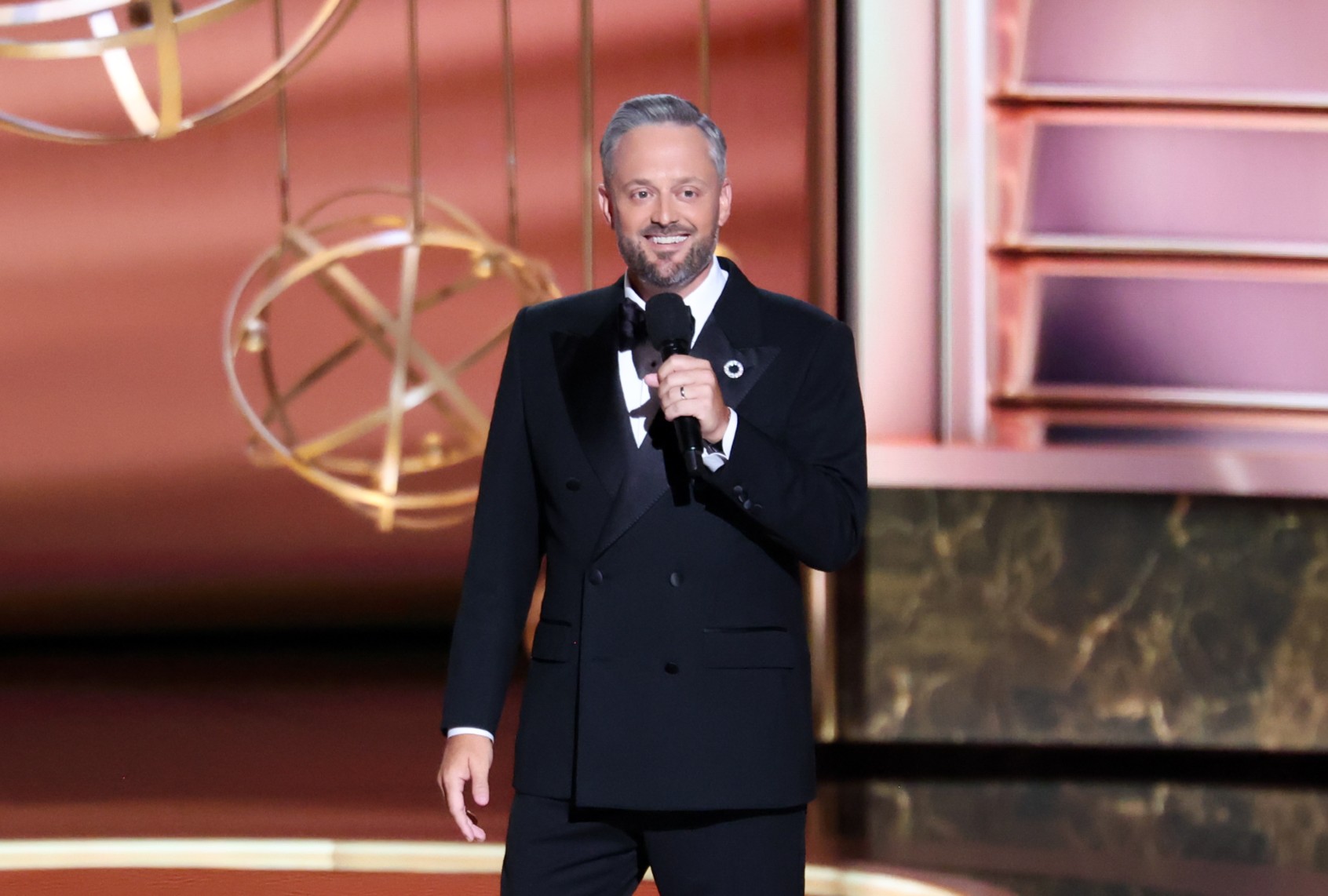 Nate Bargatze speaks onstage at the 77th Primetime Emmy Awards on September 14, 2025, in Los Angeles, California. (Christopher Polk/Variety via Getty Images)