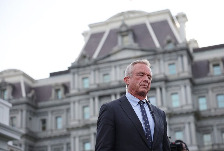 Health and Human Services Secretary Robert F. Kennedy Jr. is interviewed on Fox News outside of the West Wing on Sept. 9, 2025. (Win McNamee/Getty Images)