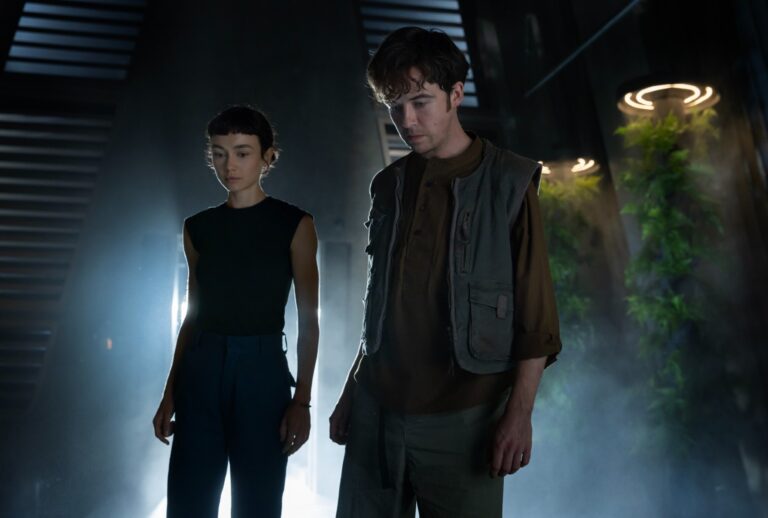 Sydney Chandler as Wendy and Alex Lawther as Hermit in "Alien: Earth" (Patrick Brown/FX)