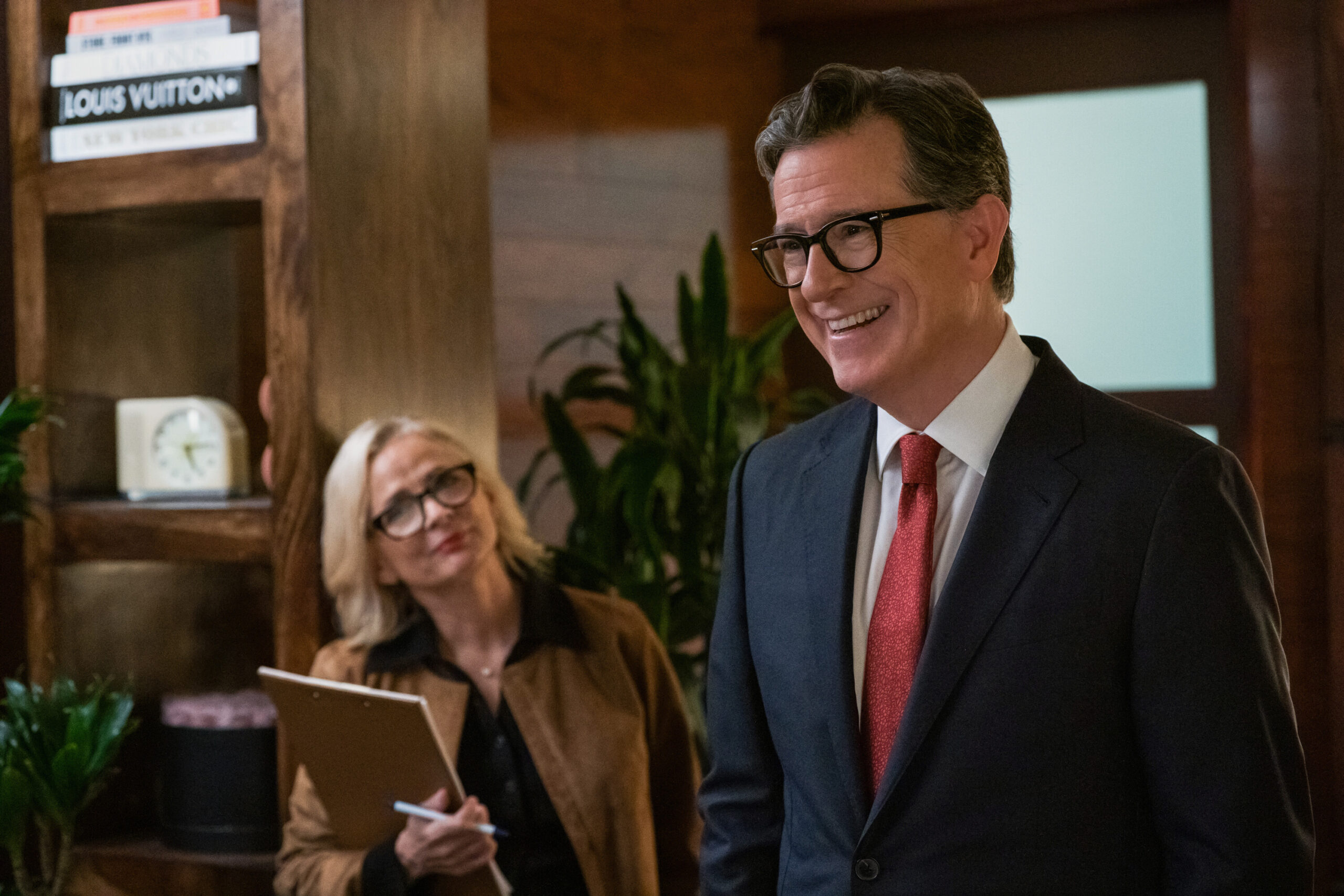 Stephen Colbert branches out from being a nice-guy talk show host to playing a villainous talk show host. It marks the beginning of his assumed transition back into acting roles after his late show will end in May 2026. (Michael Parmelee / CBS )
