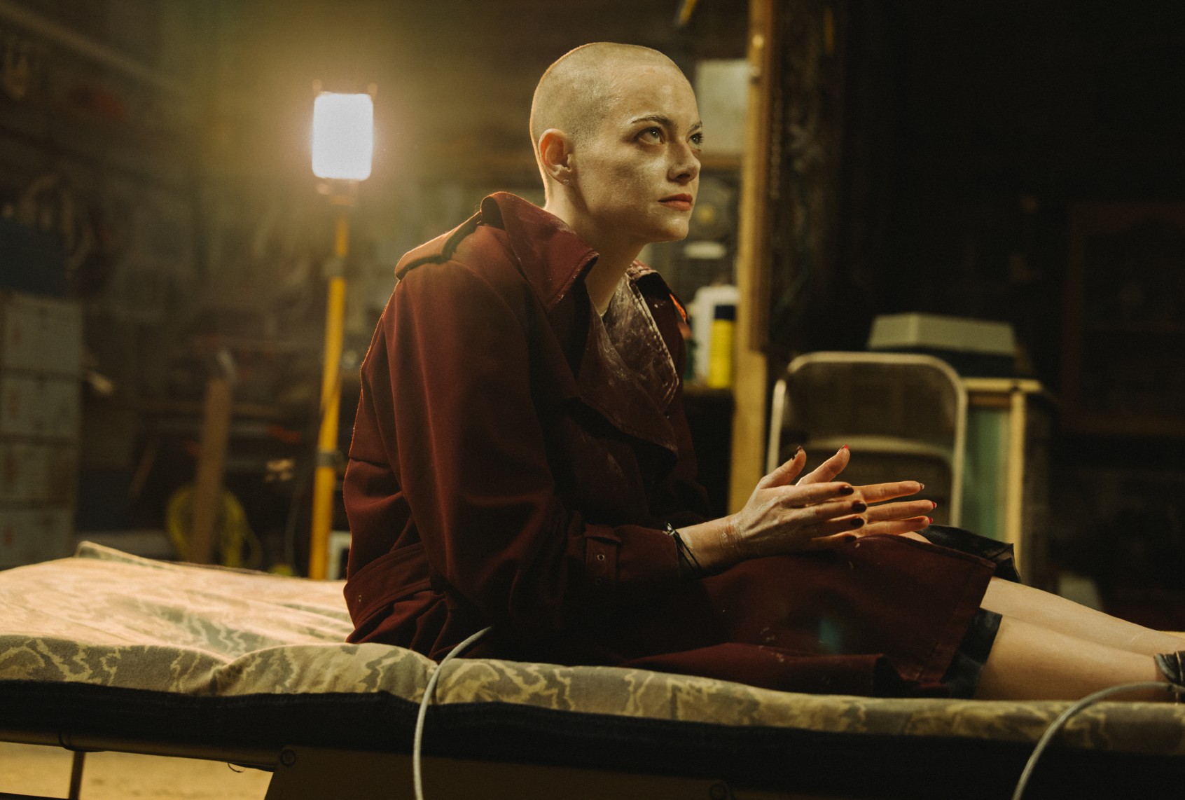 Emma Stone stars as Michelle in "Bugonia" (Atsushi Nishijima/Focus Features)