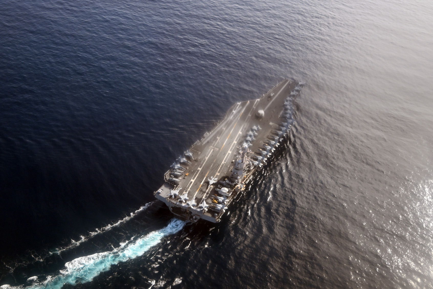 The aircraft carrier USS Gerald R. Ford. (Photo by Federico Gambarini/picture alliance via Getty Images)