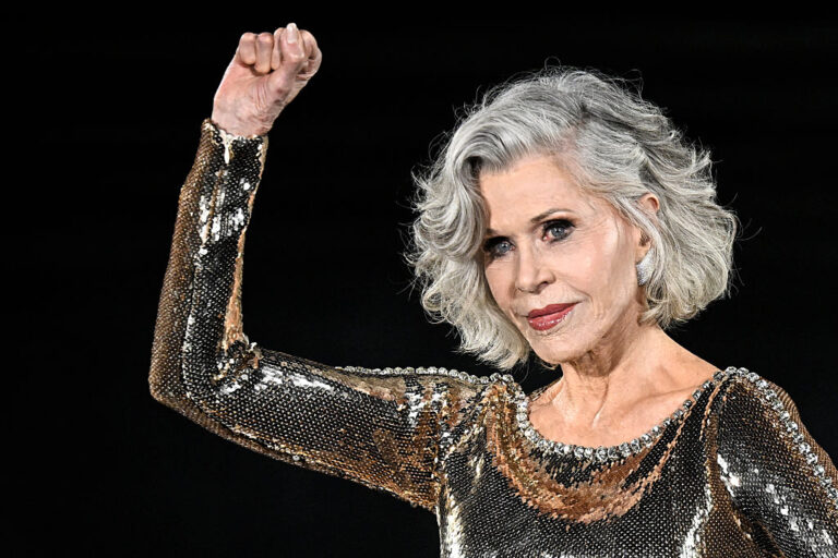 Jane Fonda channels her famous father in reviving his free speech committee of people in the entertainment industry from the McCarthy era. (JULIEN DE ROSA / AFP / Getty Images)