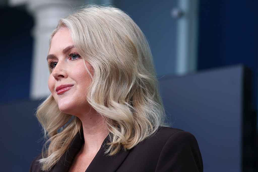 Press Secretary Karoline Leavitt is using her platform to demean democrats and tell schoolyard jokes. Critics call it endemic of the current climate in the White House. (Anna Moneymaker / Getty Images)