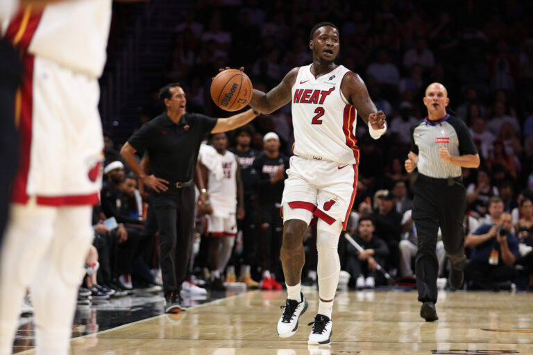 FBI: NBA stars involved in gambling ring Terry Rozier of the Miami Heat dribbles the ball during the second half in a preseason game against the Memphis Grizzlies. (Photo by Tomas Diniz Santos/Getty Images)
