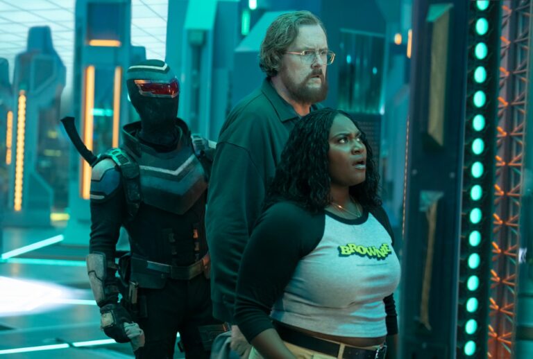 Freddie Stroma, Steve Agee and Danielle Brooks in "Peacemaker" (Jessica Miglio/HBO Max)