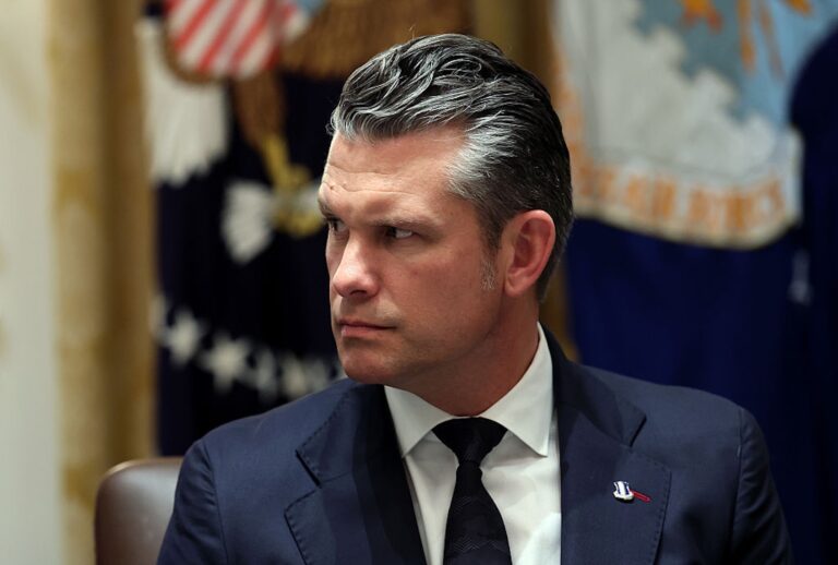 Defense Secretary Pete Hegseth speaks during a Cabinet meeting on Oct. 9, 2025. (Anna Moneymaker/Getty Images)