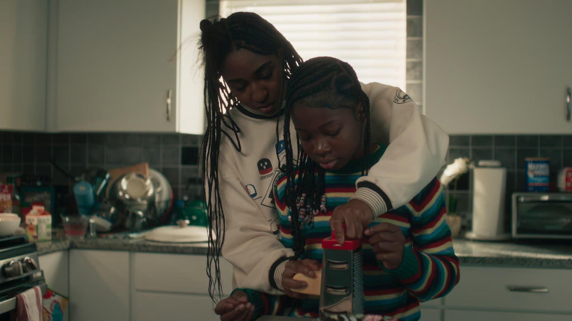 Ayo Edebiri as Sydney Adamu, Arion King as TJ. in "The Bear" (FX. Copyright 2025, FX Networks. All rights reserved.)