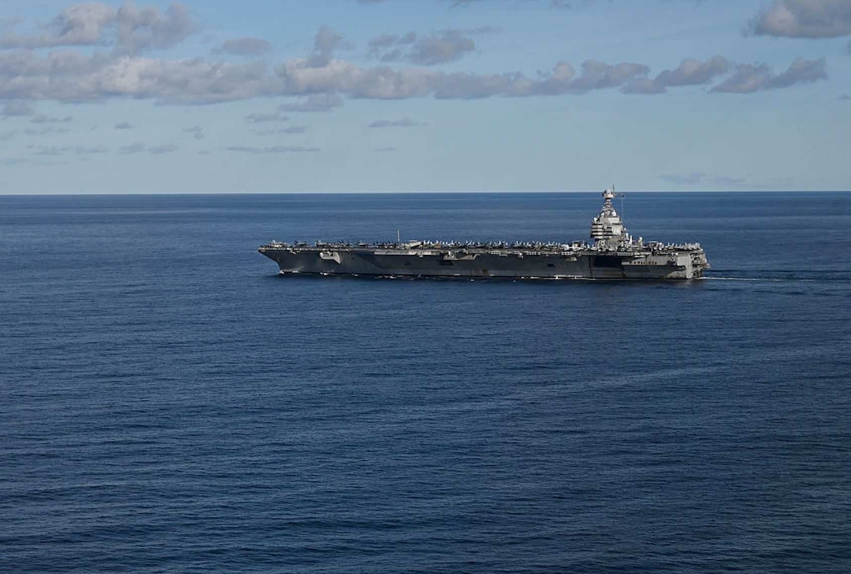 The USS Gerald R. Ford, the world's largest aircraft carrier, is now on its way to the Caribbean. (JONATHAN KLEIN/AFP via Getty Images)