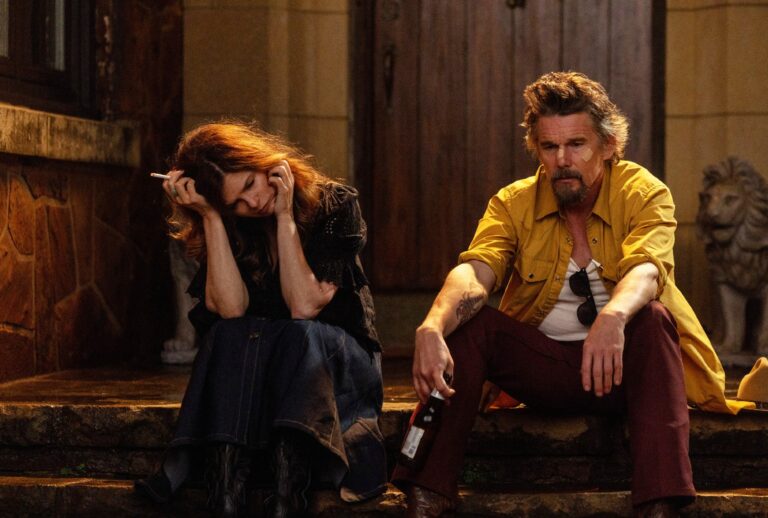 Jeanne Tripplehorn and Ethan Hawke in "The Lowdown" (Shane Brown/FX)