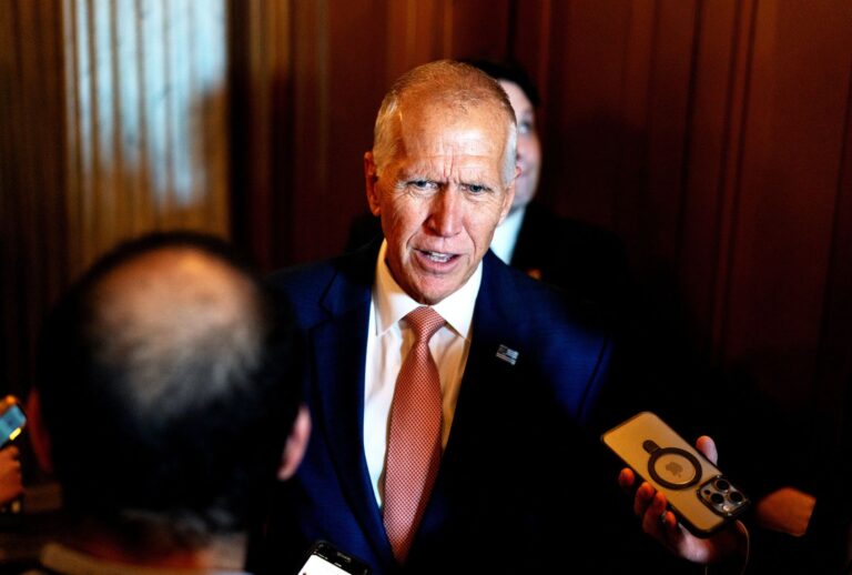 GOPer warns new NC map could backfire Sen. Thom Tillis (R-NC) speaks to the press on Capitol Hill on July 24, 2025. ( Demetrius Freeman/The Washington Post via Getty Images)