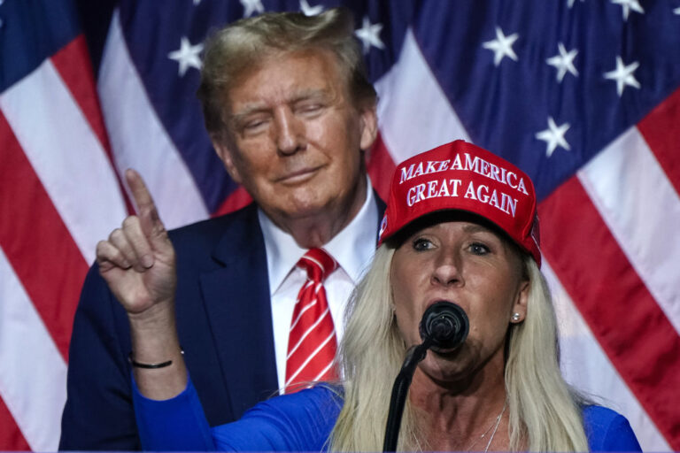 Is there a MAGA divorce in progress? Trump has now publicly called out Rep. Greene for her views on Epstein and endorsed her opponent in the primary. She's standing firm. (ELIJAH NOUVELAGE / Contributor / Getty Images))