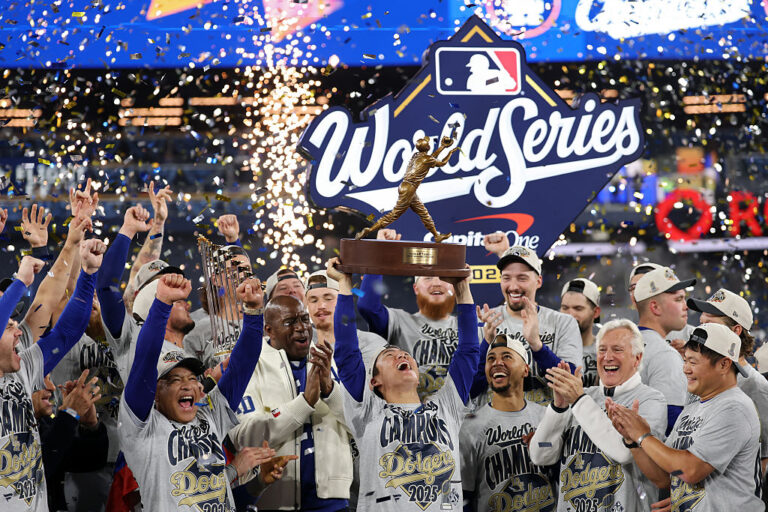 Dodgers are baseball champions once again, triumphing over the Blue Jays in Game 7 of the World Series with all the flair and flash of a Hollywood movie. But from a historic dynasty, can you expect anything less? (Emilee Chinn / Getty Images)