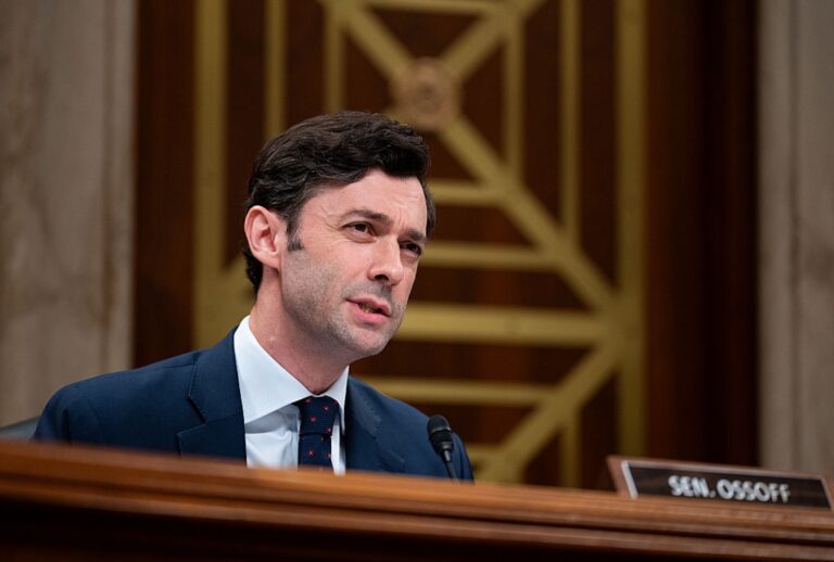 Sen. Jon Ossoff, D-Ga., speaks during a Senate hearing on June 24, 2025. (ill Clark/CQ-Roll Call, Inc via Getty Images)