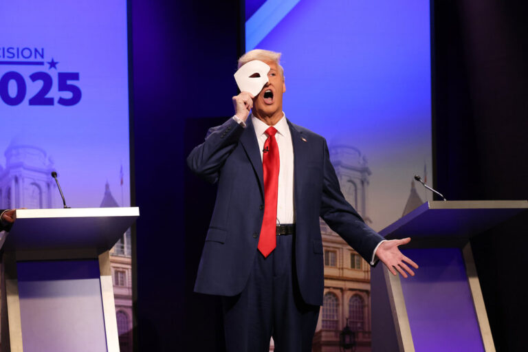 James Austin Johnson as President Donald Trump during the "NYC Mayoral Debate" Cold Open on Saturday, November 1. (Photo by Will Heath/NBC)