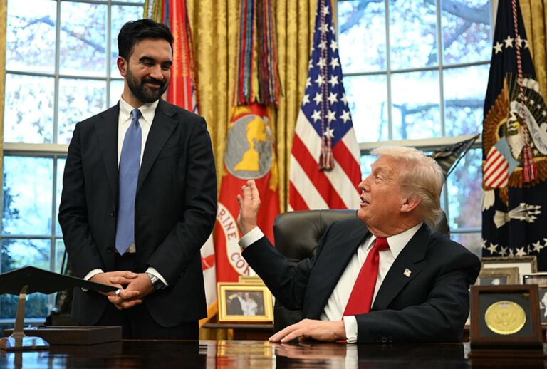 President Donald Trump New York Mayor-Elect Zohran Mamdani in the Oval Office on Nov. 21, 2025. (Jim WATSON / AFP via Getty Images)