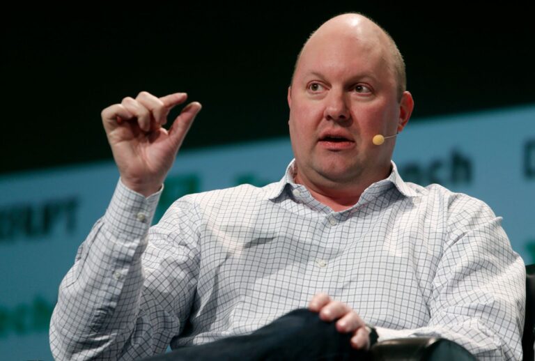Venture capitalist Marc Andreessen speaks at the TechCrunch Disrupt conference in San Francisco, Calif. on Tuesday, Sept. 13, 2016. (Paul Chinn/The San Francisco Chronicle via Getty Images)
