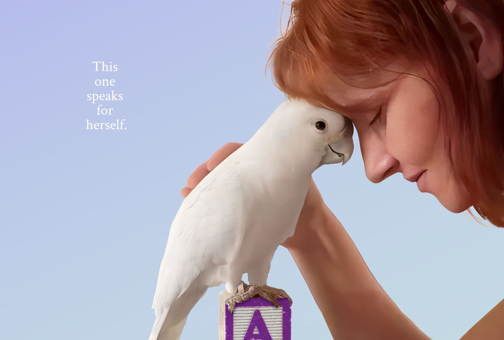 "Parrot Kindergarten" poster featuring Ellie and her human Jen Taylor-O'Connor (Covetower)
