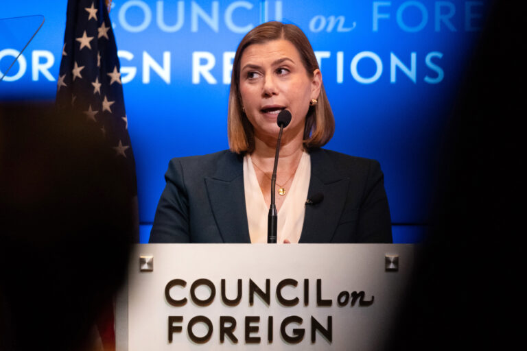 Michigan Senator Elissa Slotkin (D - MI) delivers a speech on a "new vision" for America's national security at the Council of Foreign Relations on September 05, 2025 in New York City. (Photo by Spencer Platt/Getty Images)