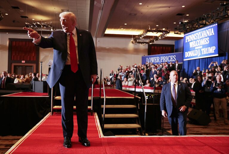 President Donald Trump holds a rally at Mount Airy Casino Resort on Dec. 9, 2025 in Mount Pocono, Pennsylvania. (Alex Wong/Getty Images)