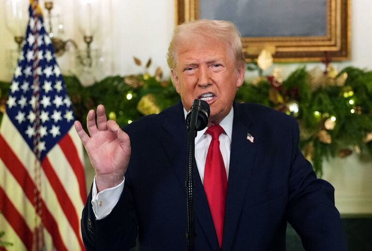 President Donald Trump addresses the nation on Dec. 17, 2025. (Doug Mills / POOL / AFP via Getty Images)