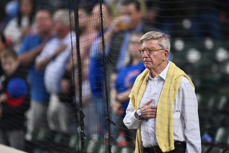 Writer and commentator George Will attending a game between the Pittsburgh Pirates and the Chicago Cubs at Wrigley Field, Sept. 21, 2023. (Jamie Sabau/Getty Images)