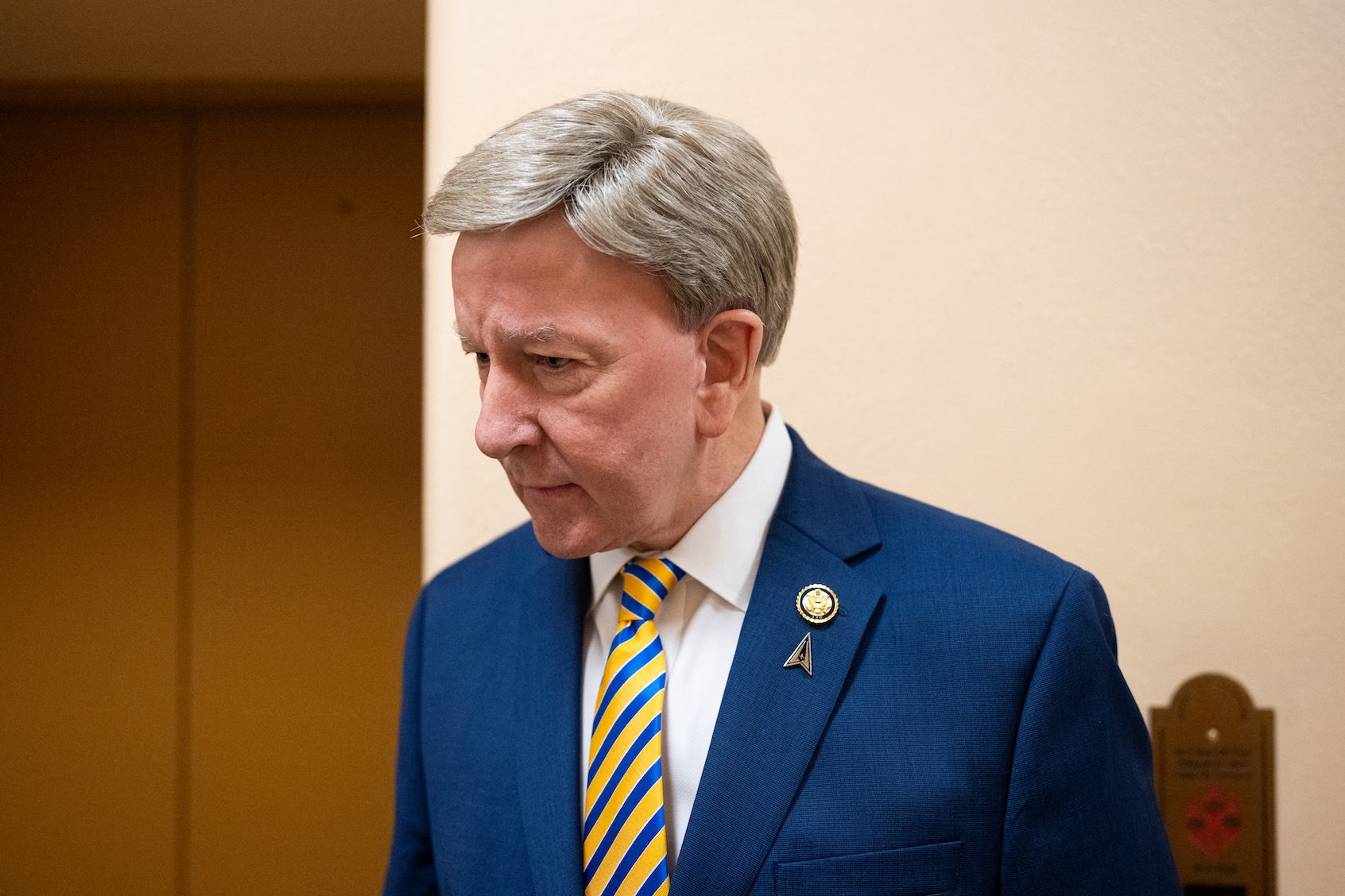 Rep. Mike Rogers, R-Ala., speaks to reporters as he leaves the House Republican Conference meeting in the U.S. Capitol on Wednesday, December 10, 2025. (Bill Clark/Getty Images)