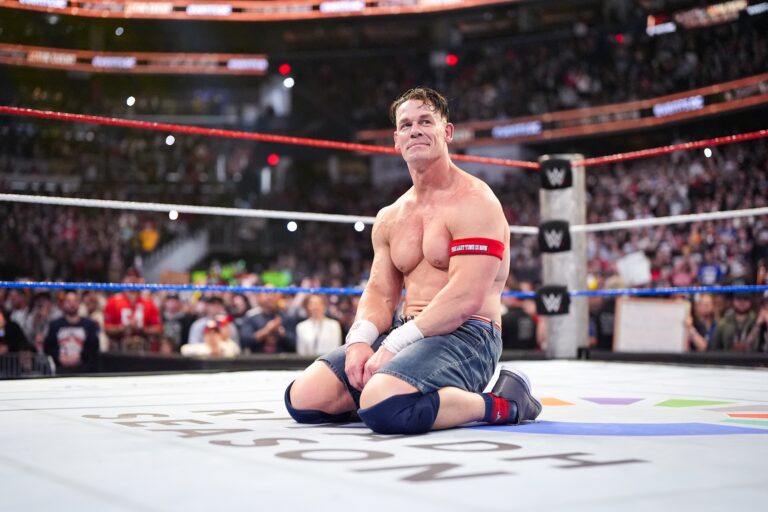 John Cena looks on during Saturday Night’s Main Event at Capital One Arena on December 13, 2025 in Washington DC. (Photo by Rich Freeda/WWE)
