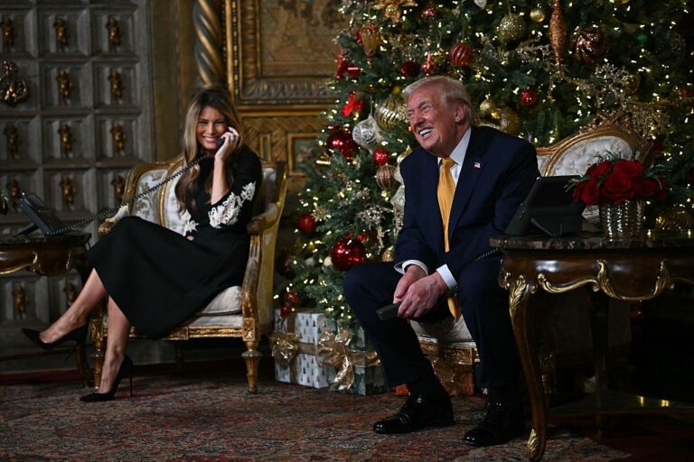 President Trump and Melania took some time on Christmas Eve to answer calls from children asking about Santa's location via the fun, traditional NORAD Santa Tracker. Trump used it to discuss political issues like the election and "clean coal" with children from across the country. (ANDREW CABALLERO-REYNOLDS / Getty Images)