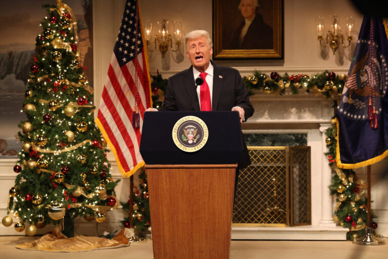 James Austin Johnson as Donald Trump during the "Trump Survivor" Cold Open on Saturday, December 20, 2025 (Photo by Will Heath/NBC)