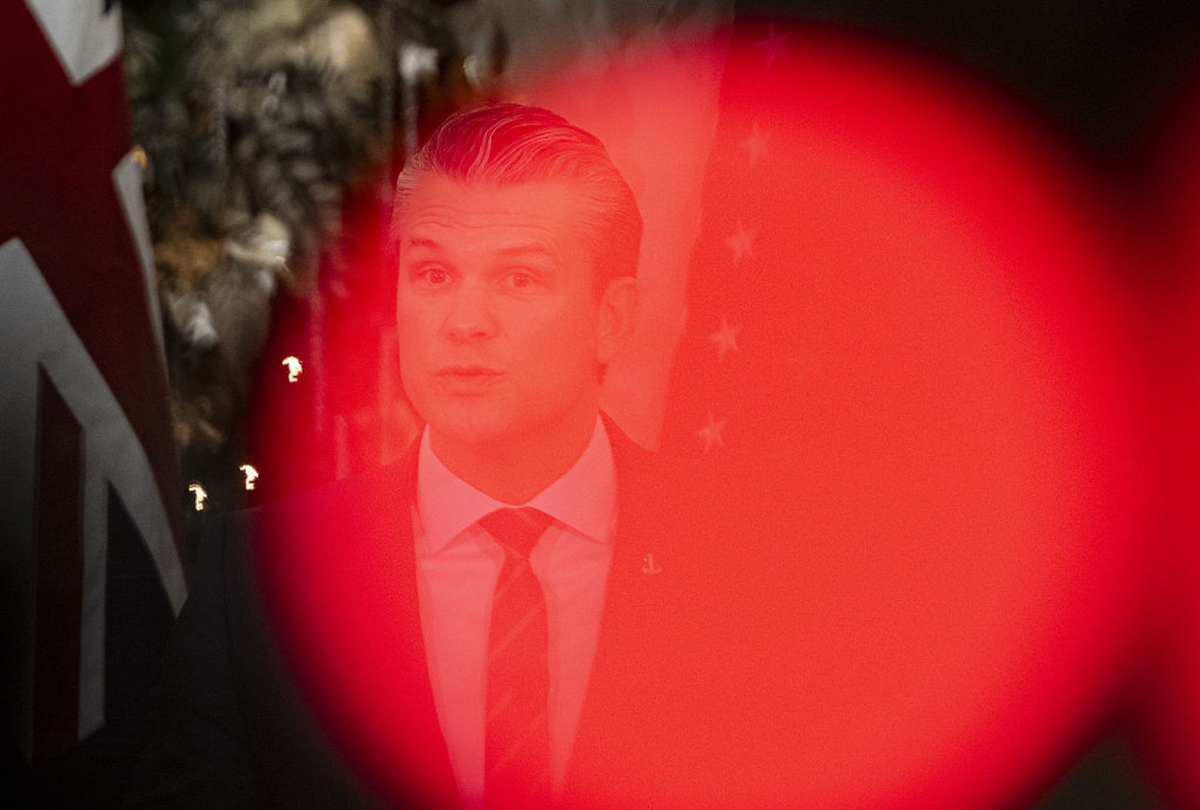 Defense Secretary Pete Hegseth delivers remarks  on Dec. 8, 2025. (Celal Gunes/Anadolu via Getty Images)