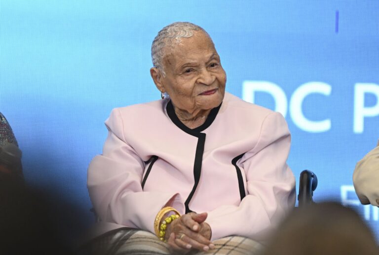 Tulsa Race Massacre survivor Viola Fletcher speaks about her memoir in Washington, D.C., on June 18, 2023. (Celal Gunes/Anadolu Agency via Getty Images)