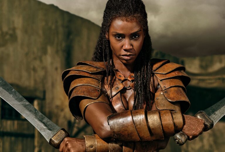 Tenika Davis as Achillia in "Spartacus: House of Ashur" (Starz)