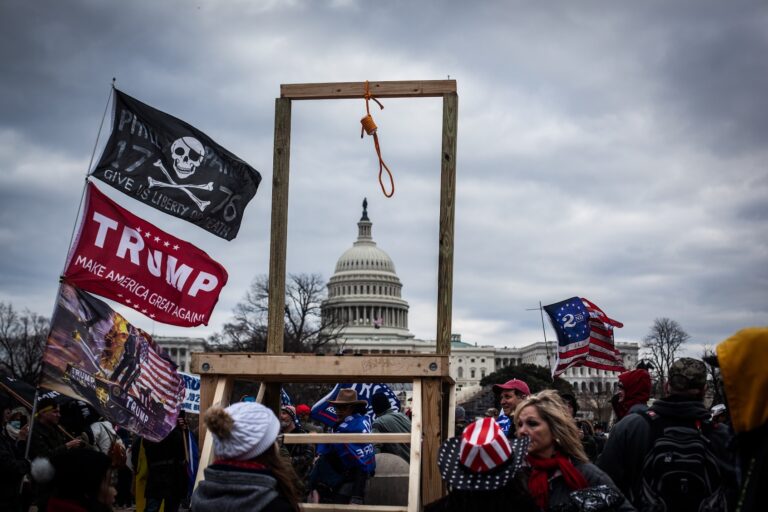 Trump supporters near the  U.S Capitol, on January 06, 2021 in Washington, DC. The protesters stormed the historic building, breaking windows and clashing with police. Trump supporters had gathered in the nation's capital today to protest the ratification of President-elect Joe Biden's Electoral College victory over President Trump in the 2020 election. (Photo by Shay Horse/Getty Images)