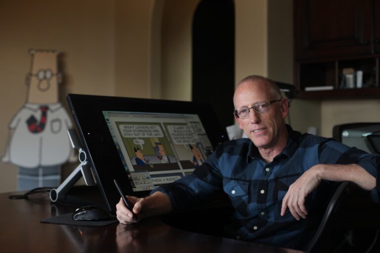Scott Adams, cartoonist and author and creator of "Dilbert", poses for a portrait in his home office on Monday, January 6, 2014  in Pleasanton, Calif. (Photo By Lea Suzuki/Getty Images)