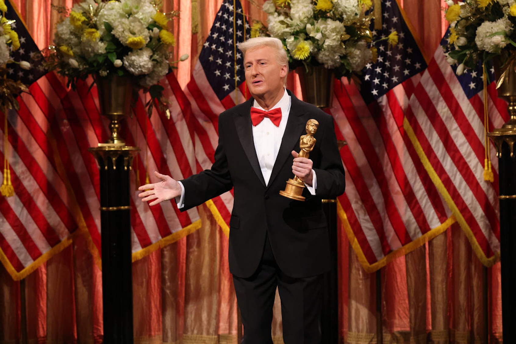 James Austin Johnson as Donald Trump during the “Trump Awards” Cold Open. (Photo by Will Heath/NBC)