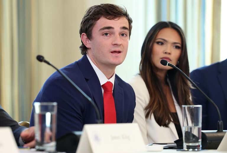 MAGA influencer Nick Shirley speaks during a roundtable discussion on antifa at the White House on Oct. 8, 2025. ( Anna Moneymaker/Getty Images)