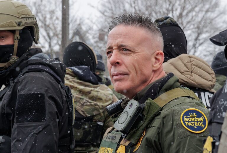 MINNEAPOLIS, UNITED STATES - JANUARY 21: US Customs and Border Patrol Commander Gregory Bovino stands in a gas station parking lot in Minneapolis, Minnesota on January 21, 2026 (Photo by Madison Thorn/Anadolu via Getty Images)