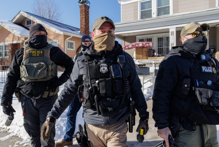ICE agents continue to conduct immigration enforcement operations in Minneapolis, Minnesota, US on January 28, 2026. (Photo by Madison Thorn/Anadolu via Getty Images)