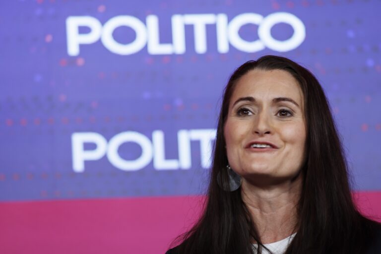 Senior Advisor to the Director of the Cybersecurity and Infrastructure Security Agency Cait Conley speaks to Politico Cybersecurity reporter Maggie Miller during Politico's annual AI and Tech Summit on September 17, 2024 in Washington, DC. During her remarks Conley spoke about the recent second assassination attempt on former U.S. President Donald Trump and how her agency is working to protect the upcoming U.S. elections. ((Photo by Anna Moneymaker/Getty Images))