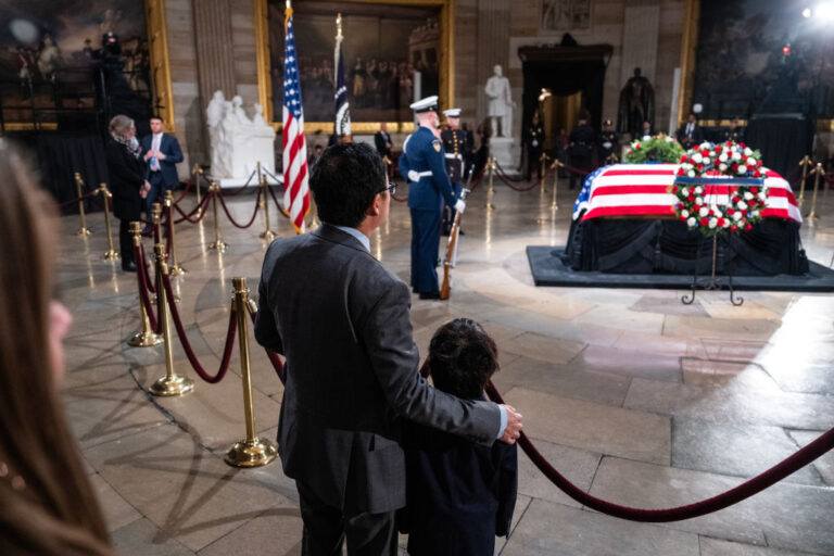 To "lie in state" (or "lie in honor") is an honor reserved for government officials and important Americans that impacted the country with their lives, like former President Jimmy Carter (above in 2025). Speaker Johnson said Rev. Jackson does not meet the standard for such an honor. (Tom Williams / Getty Images)