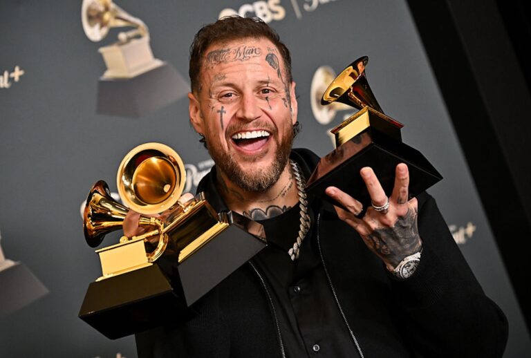 After winning three Grammys, Jelly Roll refused to take a position on Donald Trump's deployment of ICE to enforce his mass deportation policy. (Michael Buckner/Billboard via Getty Images)