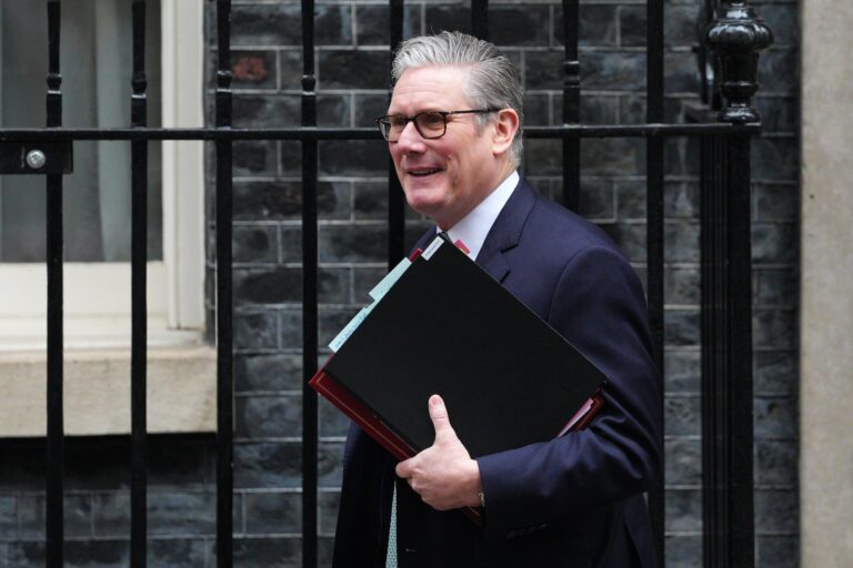 Embattled British Prime Minister Keir Starmer outside 10 Downing Street, Feb. 11, 2026. (Carl Court/Getty Images)