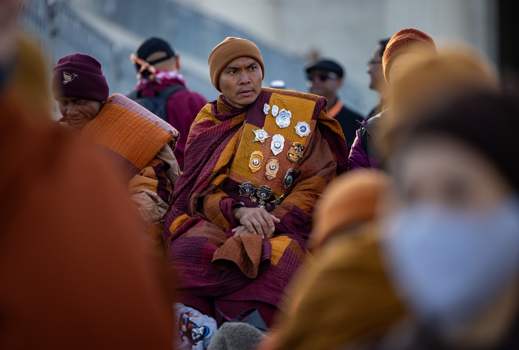 Venerable Bhikkhu Pannakara is seen during the Walk for Peace closing ceremony in front of the Lincoln Memorial in Washington, DC on February 11, 2026. (Photo by Nathan Posner/Anadolu via Getty Images)