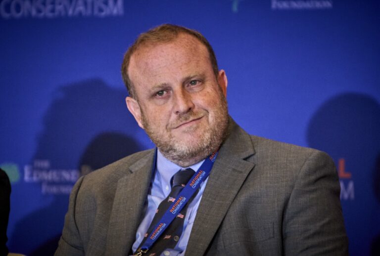 Jeremy Carl speaks at the National Conservatism Conference in Washington D.C., Sept. 3, 2025. (Photo by Dominic Gwinn / Middle East Images via AFP / Getty Images)