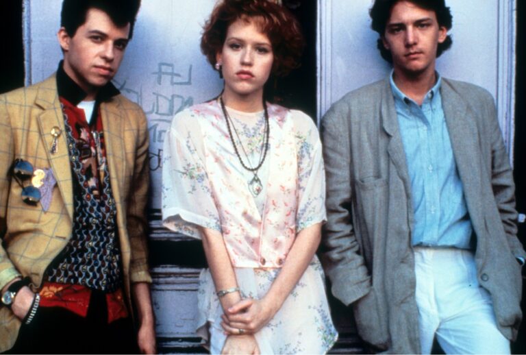 Jon Cryer, Molly Ringwald and Andrew McCarthy on set of "Pretty In Pink," 1986. (Paramount/Getty Images)
